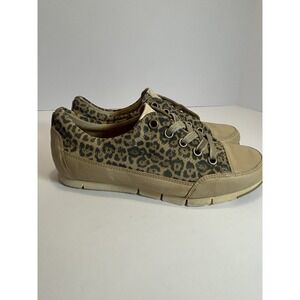 Paul Green Leopard Print Lace-up Extra Light Sneaker Shoes Leather